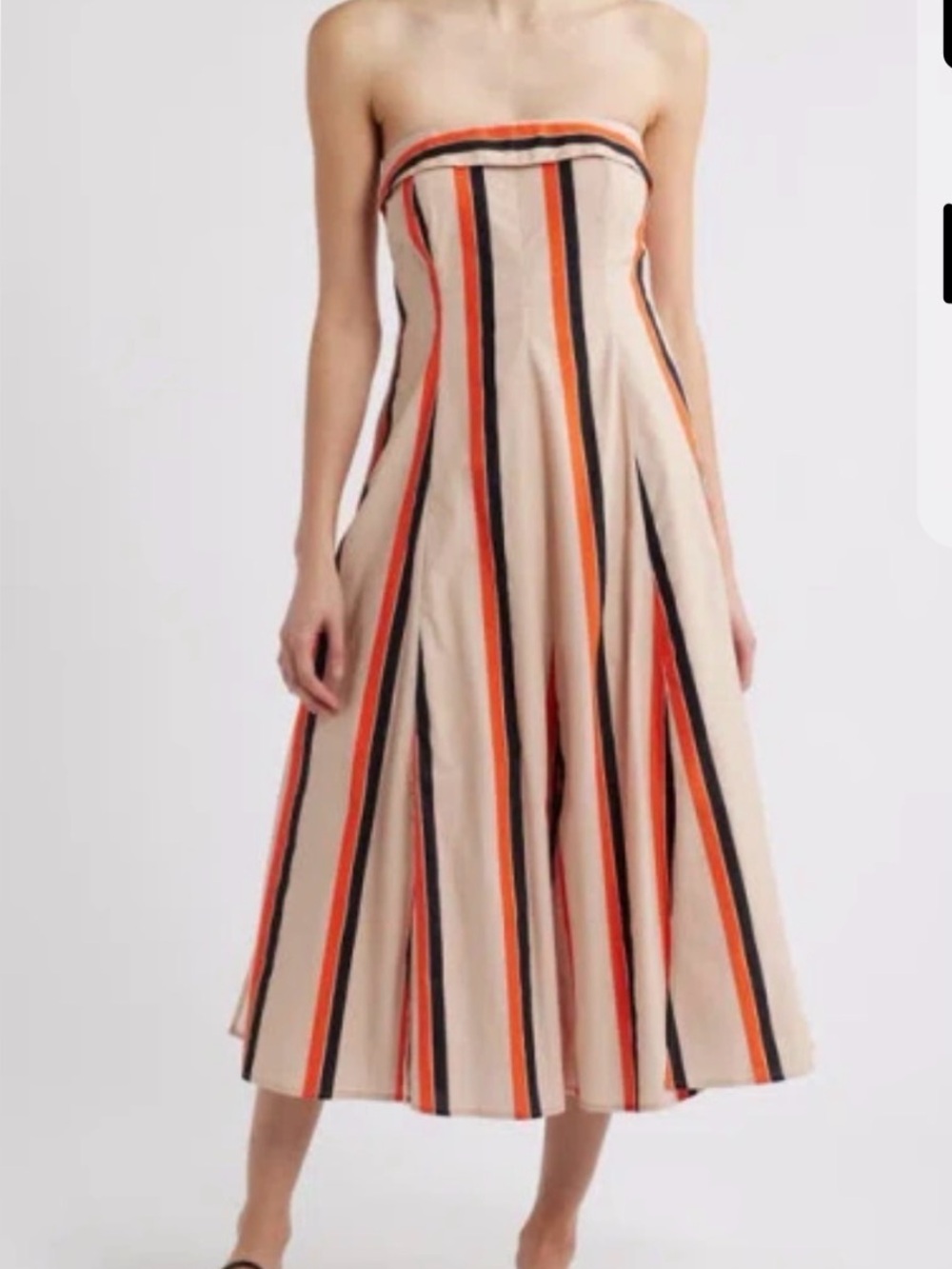 Du Paradis Amaranth Stripe Strapless Cotton Midi Dress